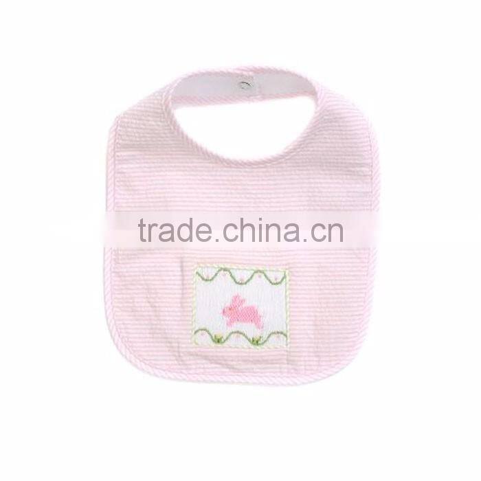 Easter Holiday Baby Bandana Drool Bibs Seersucker Cotton Pink Bunny Smocked Bibs