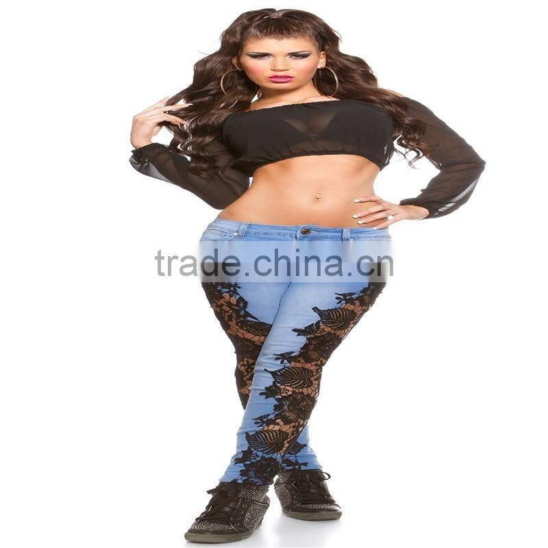 women brand pants Ladies Casual white and black with waist-length Ripped distressed female jeans