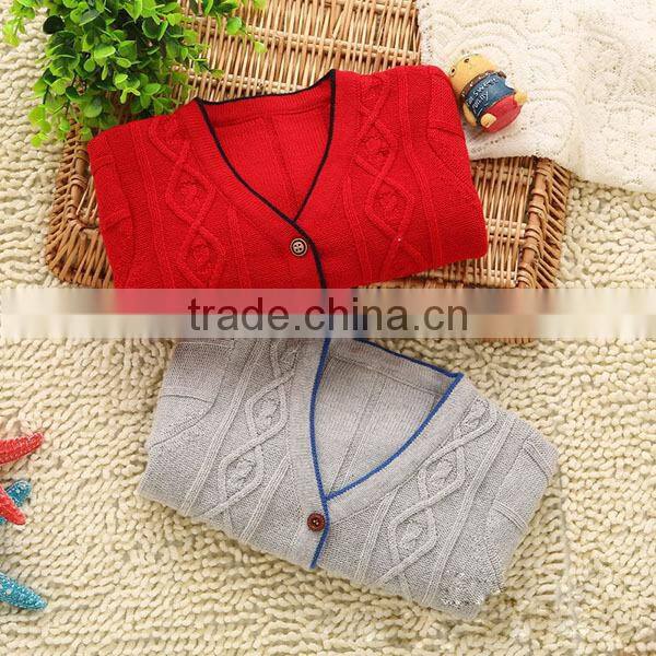2014 Casual Y neck knitted pattern kid sweater wholesale
