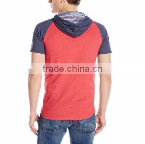 hot-selling custom spandex/cotton two color men's short sleeve hoodie