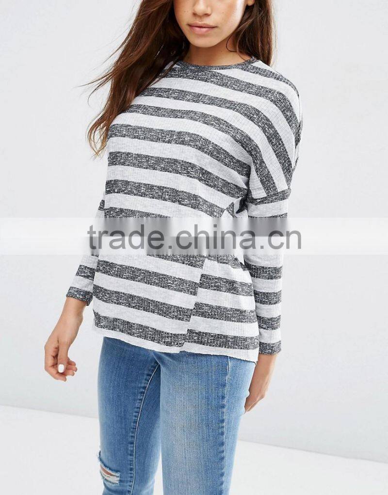 Textured Stripe Rib custom t shirt wholesale china