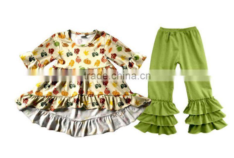 Halloween Fall Pumpkin lovely style Clothing Girls Boutique Childrens Ruffle Baby kids Clothes