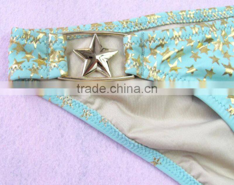 M866 dingyang fashion sexy latest metal five star split bikini swimwear