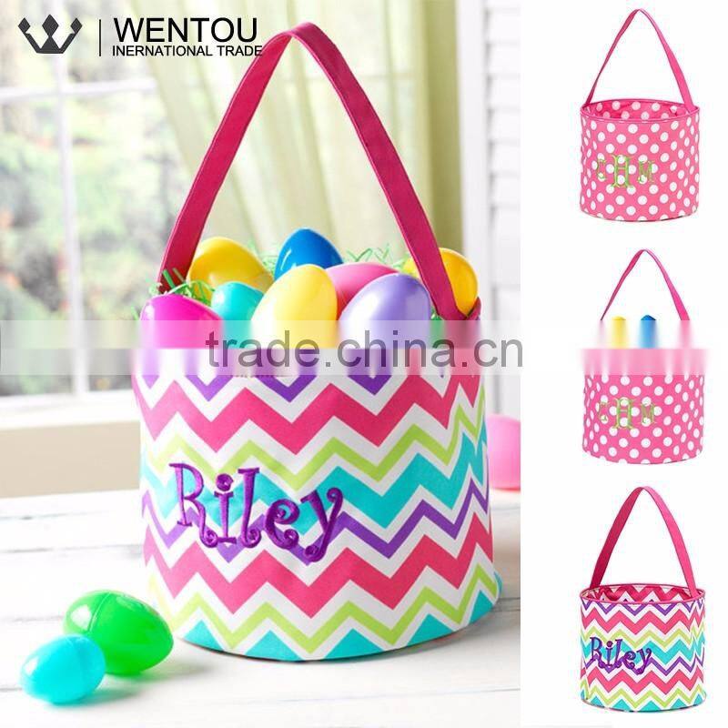 Monogrammed Chevron Polka Dot Easter Trick Or Treat Bag