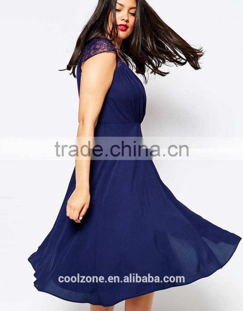 Plus size chiffon midi dress wholesale xxl size women casual dress