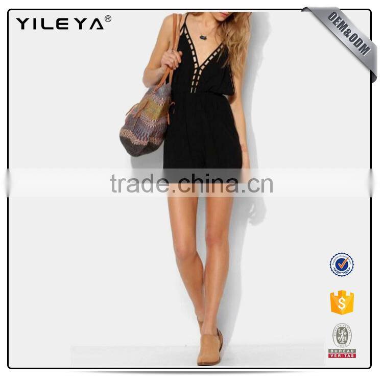 Women Slip Nightwear Sexy Backless Black Spaghetti Strap V-Neck Sleeveless Romper