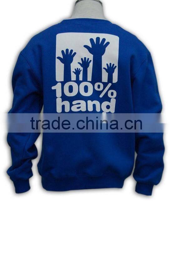 Great workmanship blue thick fleece pullover crewneck sweatshirt