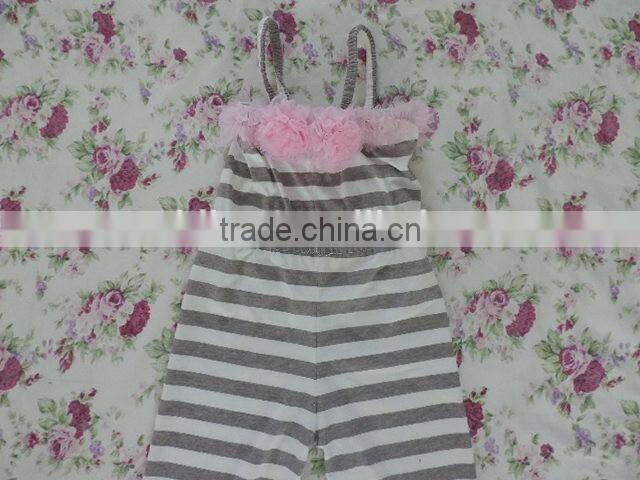 Hot sale romper baby girls clothing fashion sleeveless cherven stripes cotton tops romper 2016 summer vacation kids