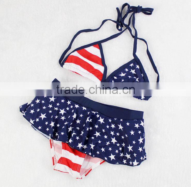 Fashion Sweet Two Piece 3-7 Years Old Kids Swimwear Baby Girls Swimwears