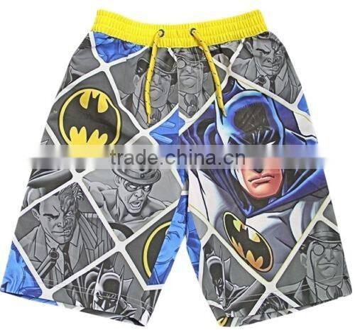 Kids Funny Boutique Clothing with Cartton Super Hero Printing on Boys Super Hero Swimming Shorts