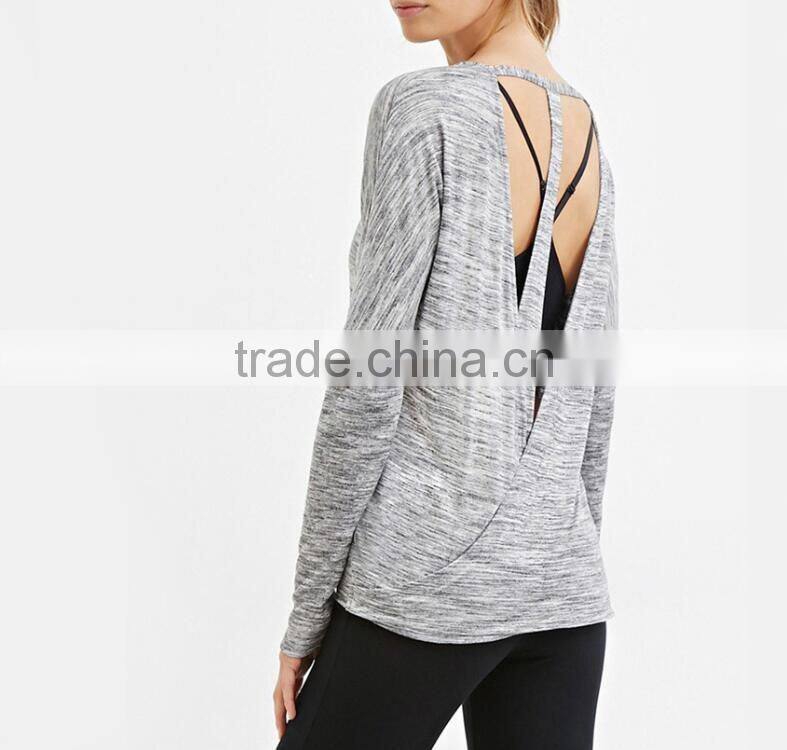 2017 Latest deisgn custom yoga fitness sports wear for women longsleeve shirts