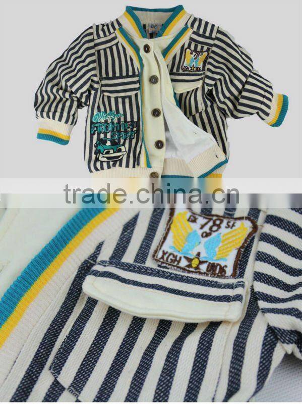2016 New Autumn And Spring Striped Boys Clothes Set 3Pcs Outfit and T Shirt and Jeans Clothing 100% Same Like Pictures