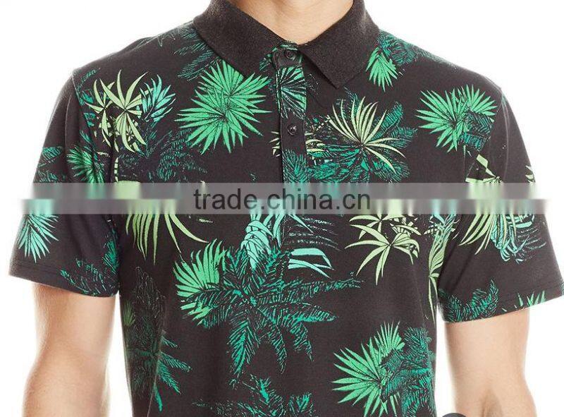 polyester/spandex short sleeve full printed polo shirts for men LT5862