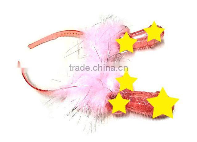 Easter Pinky Feather Bunny Ear Headband