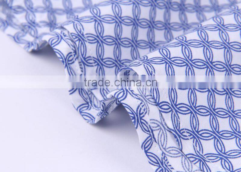 2017 customized printing men's long sleeve shirt with contrast collar and cuff