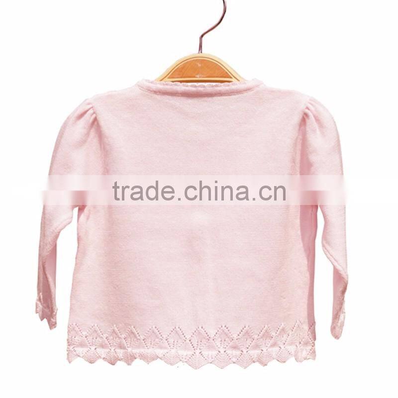 Wholesale O neck with Pointelle Knitted Girls Cardigan