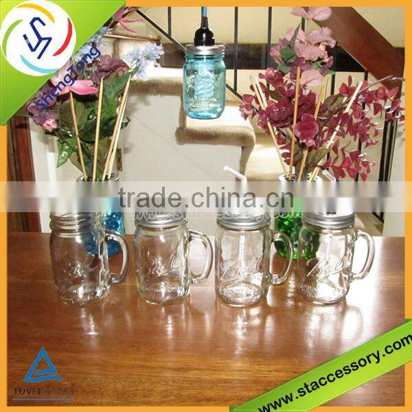 fashion and High quality glass jar with handle wholesale hot selling