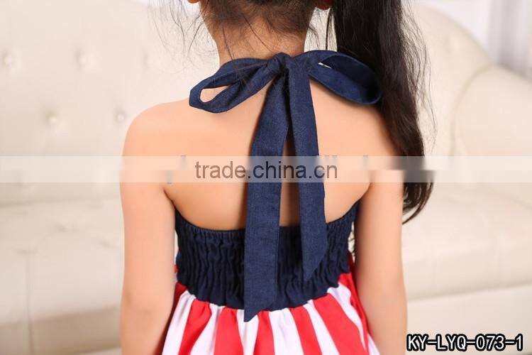 wholesale factory sweet lace lower hem baby girl dress,joint cute dress,hang neck girls dress MC6012204