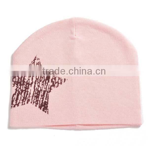 winter warm korea style 100%cotton cute boys&girls big five star pattern knitted beanie hat for baby