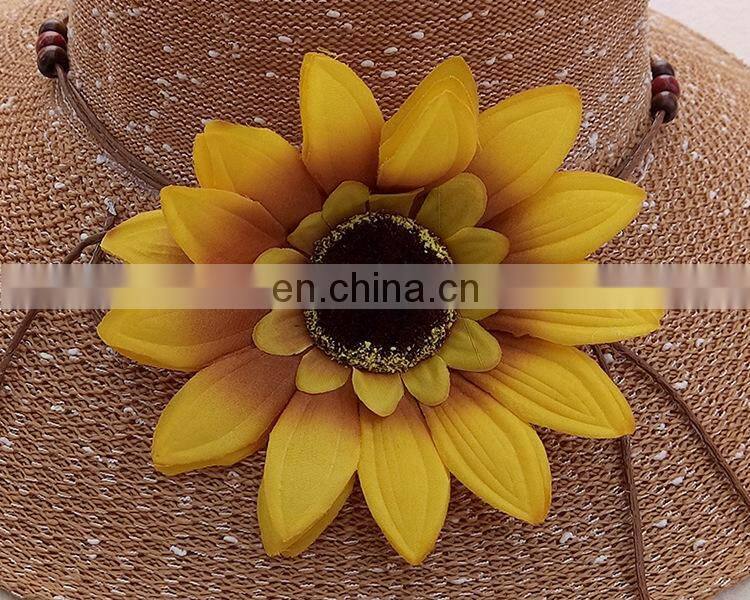 Large Eaves Seaside Holiday Beach Straw Hat Flower Sun Hat