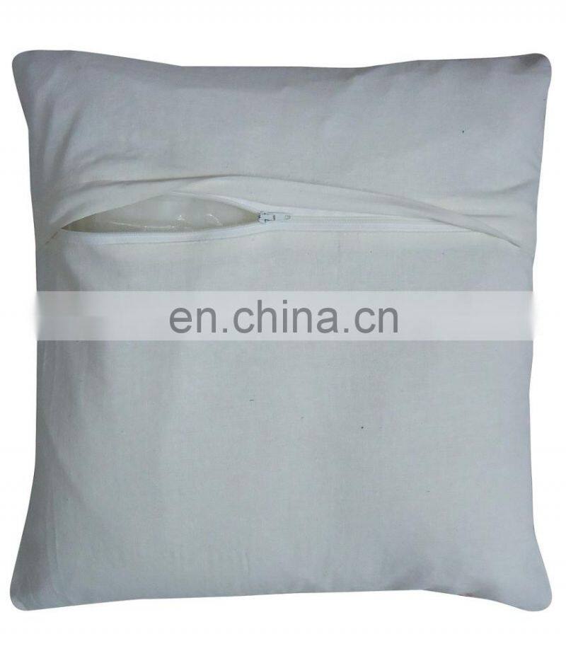 Indian Floral White Bird Print Kantha Cushion Cover Pillow Covers
