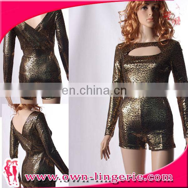 2016 gold sequins Fashion Women long Sleeve Office Lady Jumpsuit