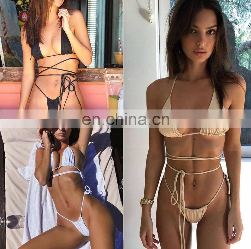 Solid Micro Bikini Swimsuit 2019 Swimwear Women Separate Female Swimsuit Sexy Brazilian Thong Biquini maillot de bain femme
