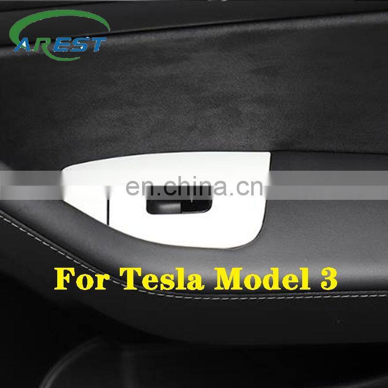 For Tesla Model3 Interior Door Armrest Panel Window Lift Switch Panel Frame Trim  Buttons Cover Decoration Frame Accessories
