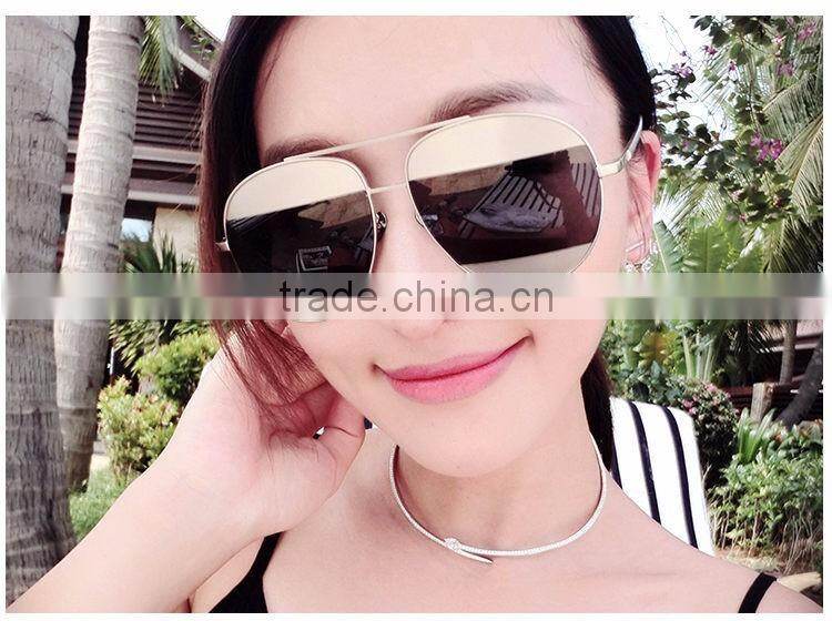 2016 New Designer two colors Sun Glasses Split 3 Parts Mirror Lens for women