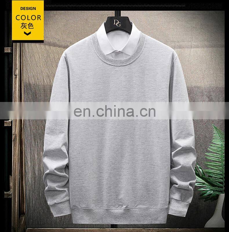 Custom brand round neck plain sweatshirt 100% cotton high quality men custom pullover hoodie plus size men t-shirt