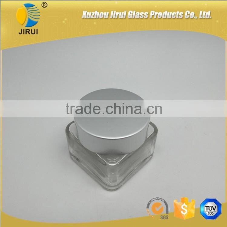 110ml Square Shape Clear Glass Cream Jar