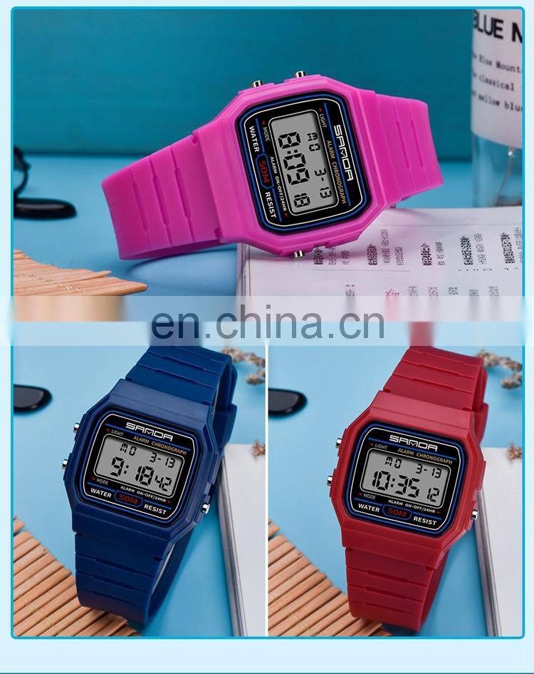 SANDA 391 Kids Fashion Digital Watch Resin Waterproof Outdoor Sport Week Date Show Boys Girls Watches