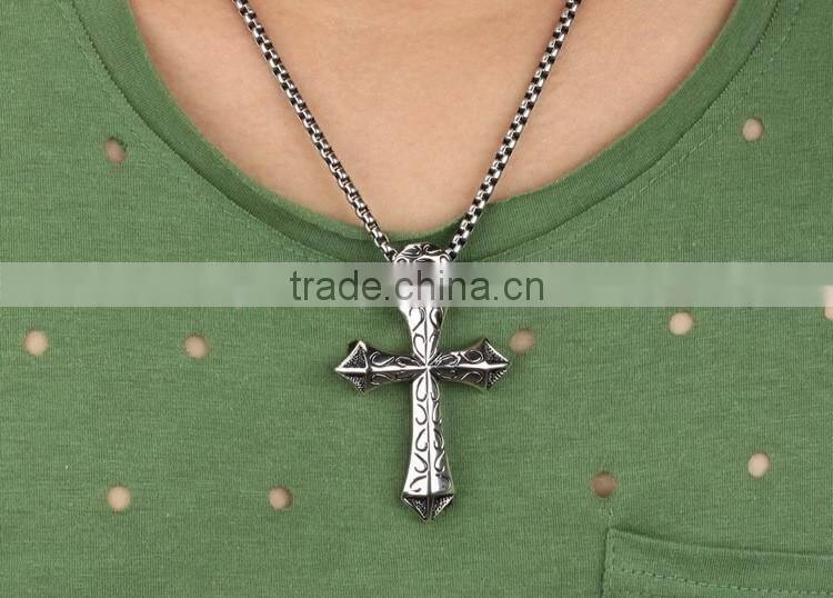 Titanium Sterling Steel Man Necklace Cross Charm Pendants Include 316L Stainless Steel Chains Paypal Accept