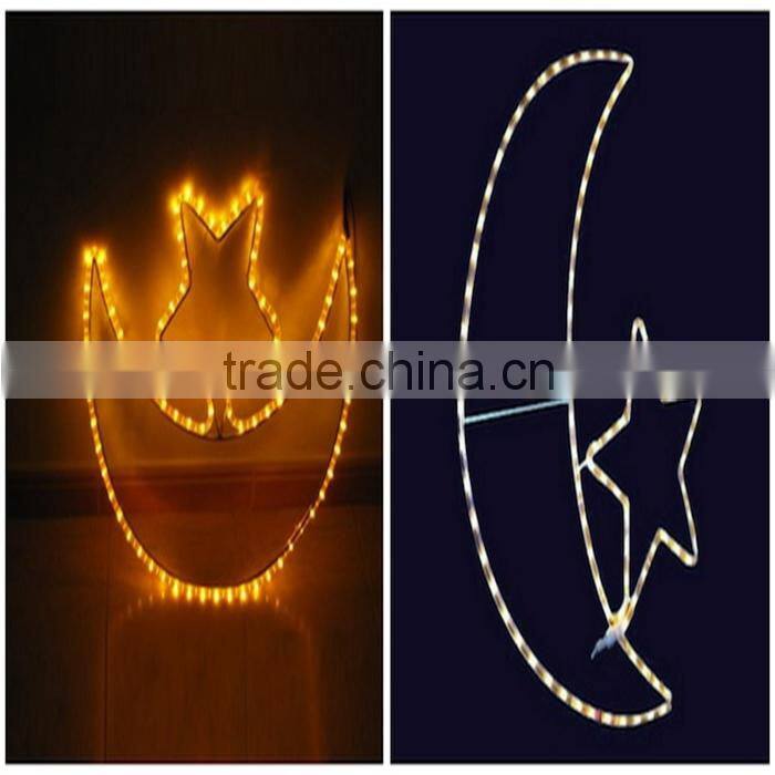New Design Hanging Ramadan Moon and Star with LED Light Decoration for Shopping Mall
