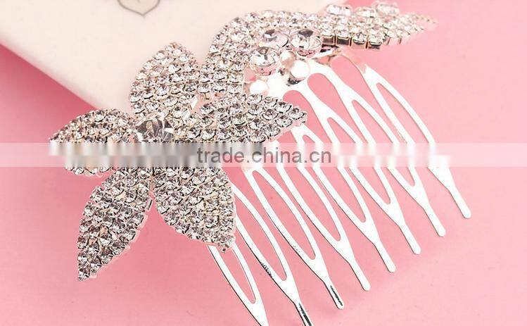 Fancy bridal head piece rhinestone hair comb high-end hair accessories