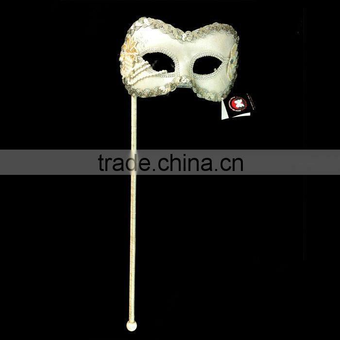 Red Feather Mask With Long Stick
