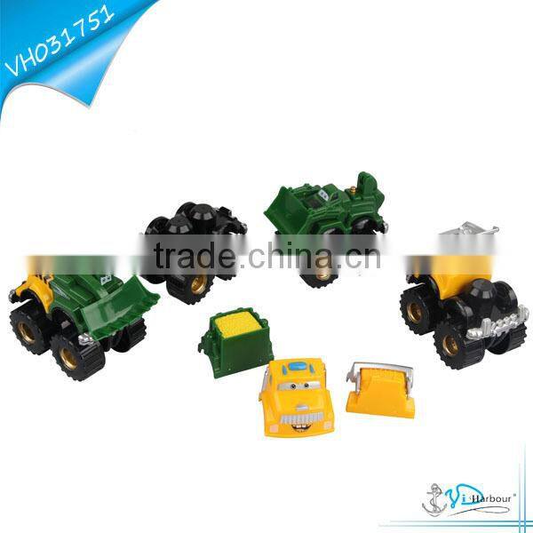 ABS Building Blocks Baby Police Cartoon Free Wheel Car