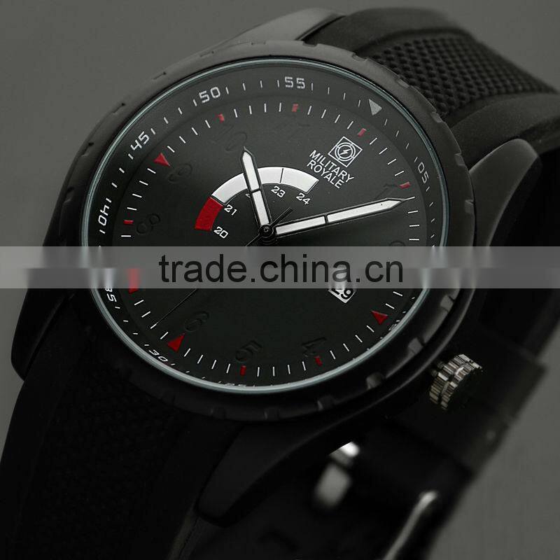 Military Royale Men's Black Rubber Strap Best Fashion Plastic Watch MR077