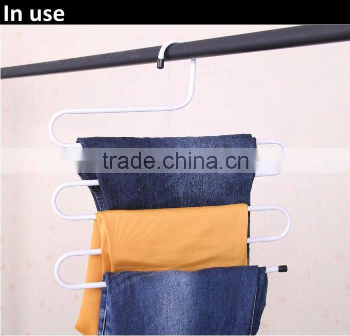 New design S-shape steel wardrobe trouser rack