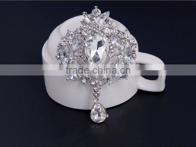 Elegant Handmade Crystal Silver Plated Artificial Brooch Flower Diy Brooch Bouquet