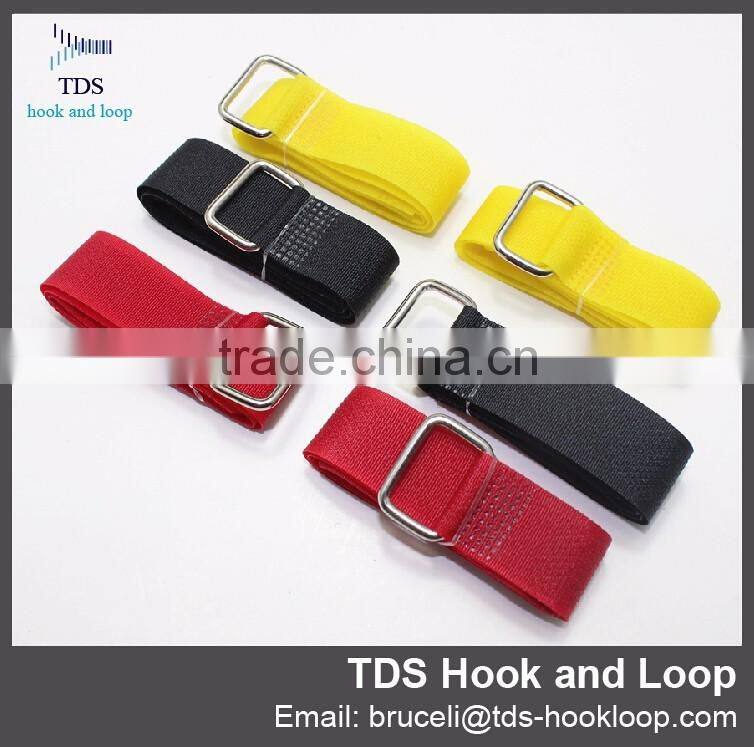 coloful adjustable hook and loop strap with metal buckle
