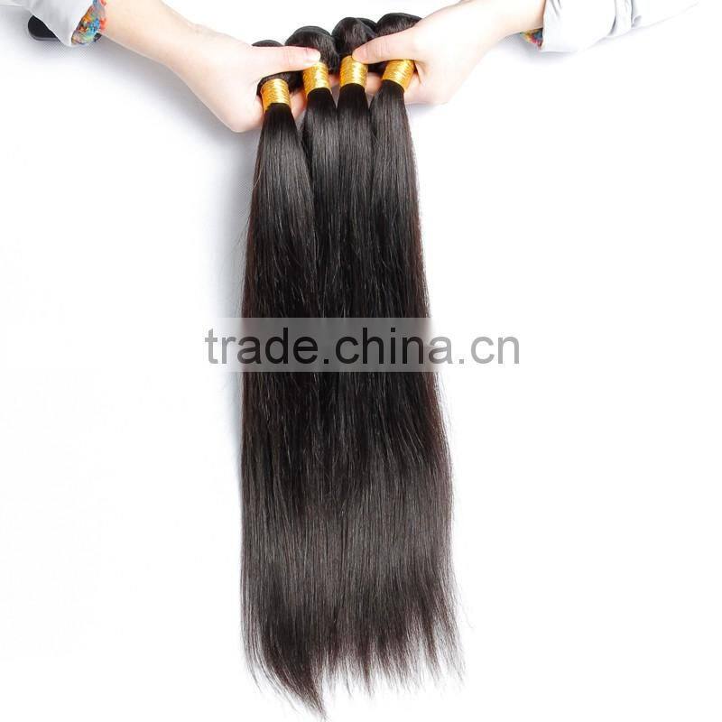 Factory Wholesale Unprocessed Brazilian Human Hair Extension, Remy Straight Natural Black Hair Weaving