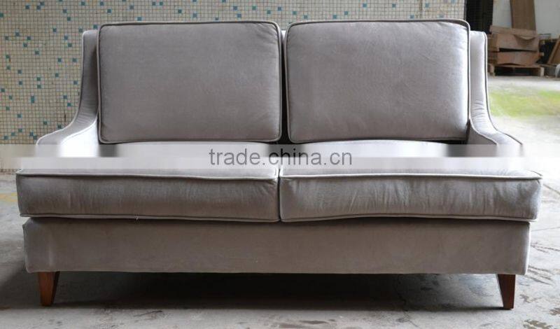 Brown leather solid legs hotel sofa XY3438