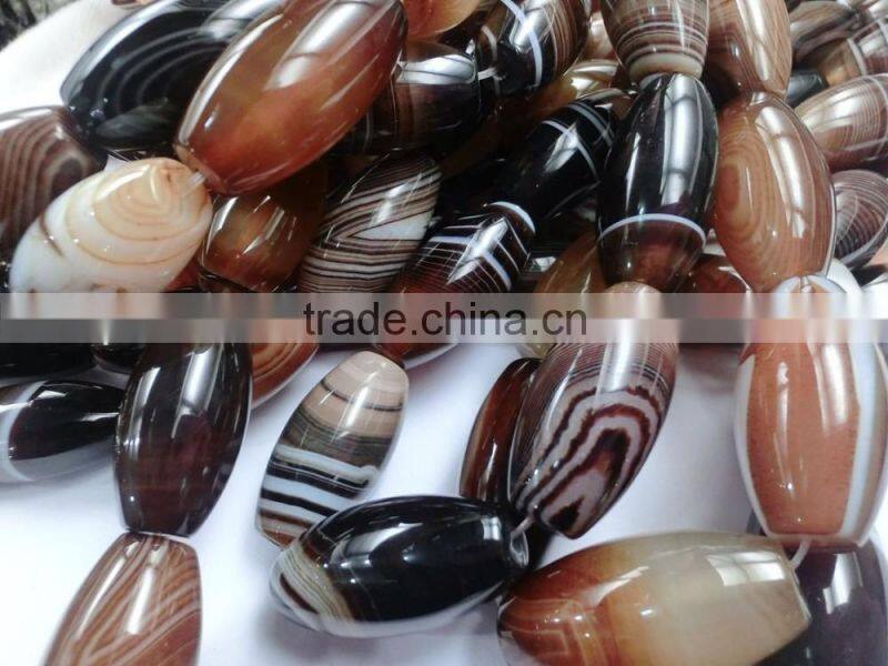 Beautiful Natural Smooth drum Brown Agate strip loose beads