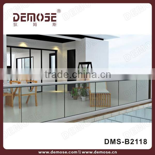 high quality wood and glass stair railing