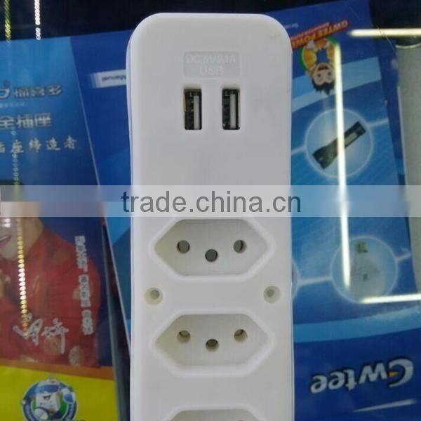 6 outlet Brazil type power extension socket with single switch and fuse