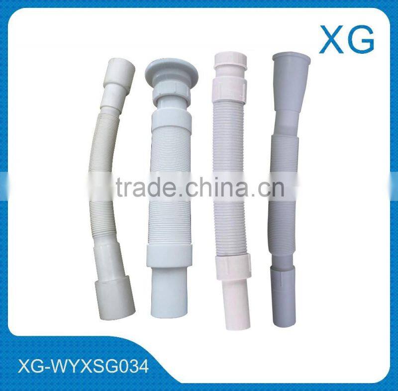 Flexible PVC corrugation chrome coated hose for basin/pvc costed steel wire reinforced flexible pipe/silver color basin hose