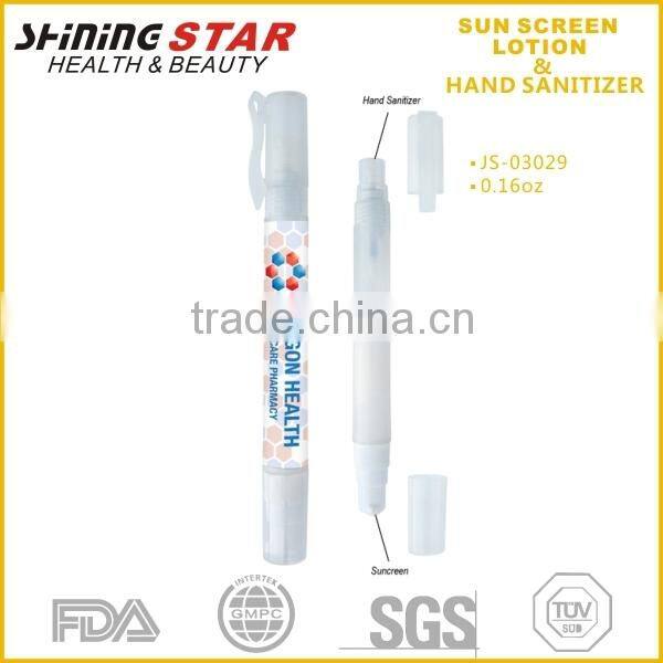 JS-03029 sunburn protection sunscreen and 62% alcohol based hand sanitizer spray combo