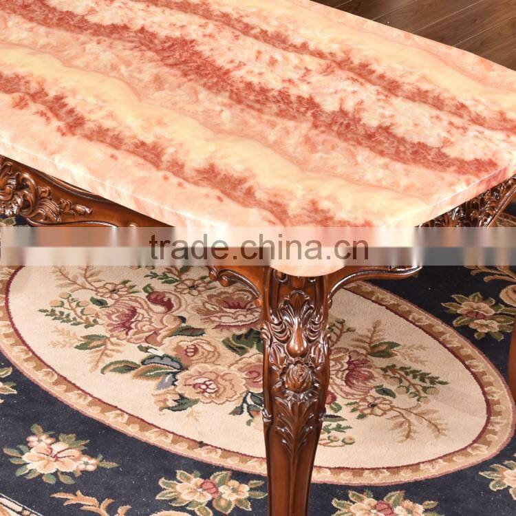 Commercial furniture artificial marble top rectangle pedestal dining table