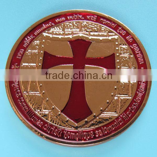 B18 1 oz 999 Fine Copper Masonic Knight Templar Cross Round coin